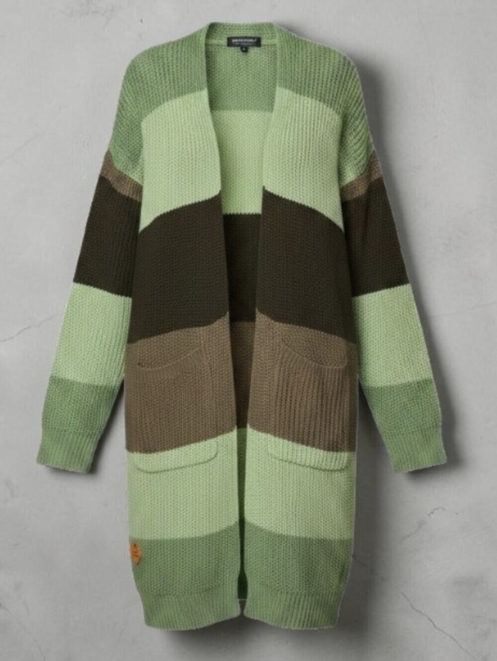 Simply Southern Size Large 32in Open Front Striped Knit Cardigan With Pockets